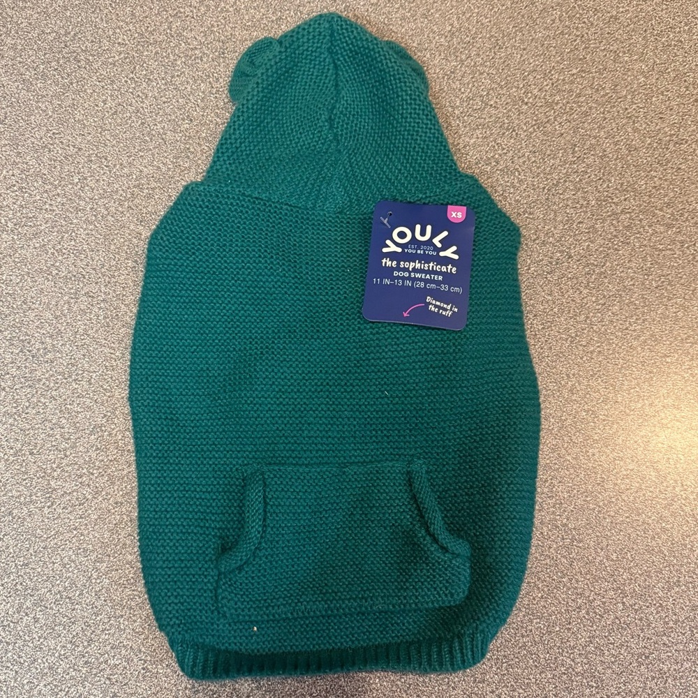 Youly Green Teddy Sweater XS NWT